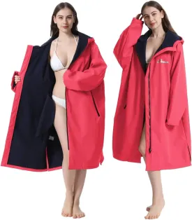 Oksun Oversized Waterproof Swim Parka: Windproof Warm Swimming Coat - Water Resistant Jacket - Thin Fleece Lined Surf Poncho