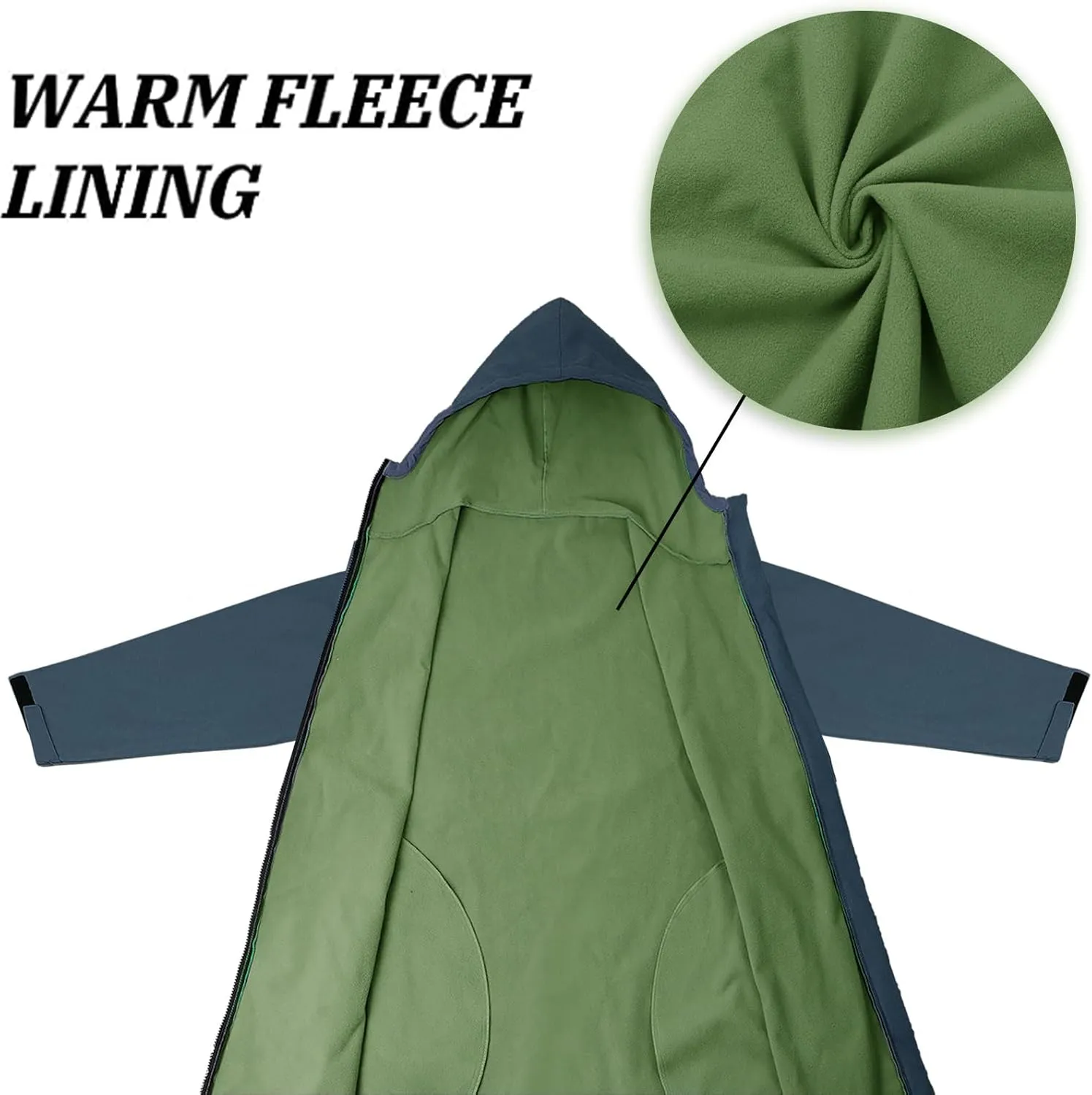 Oksun Oversized Waterproof Swim Parka: Windproof Warm Swimming Coat - Water Resistant Jacket - Thin Fleece Lined Surf Poncho