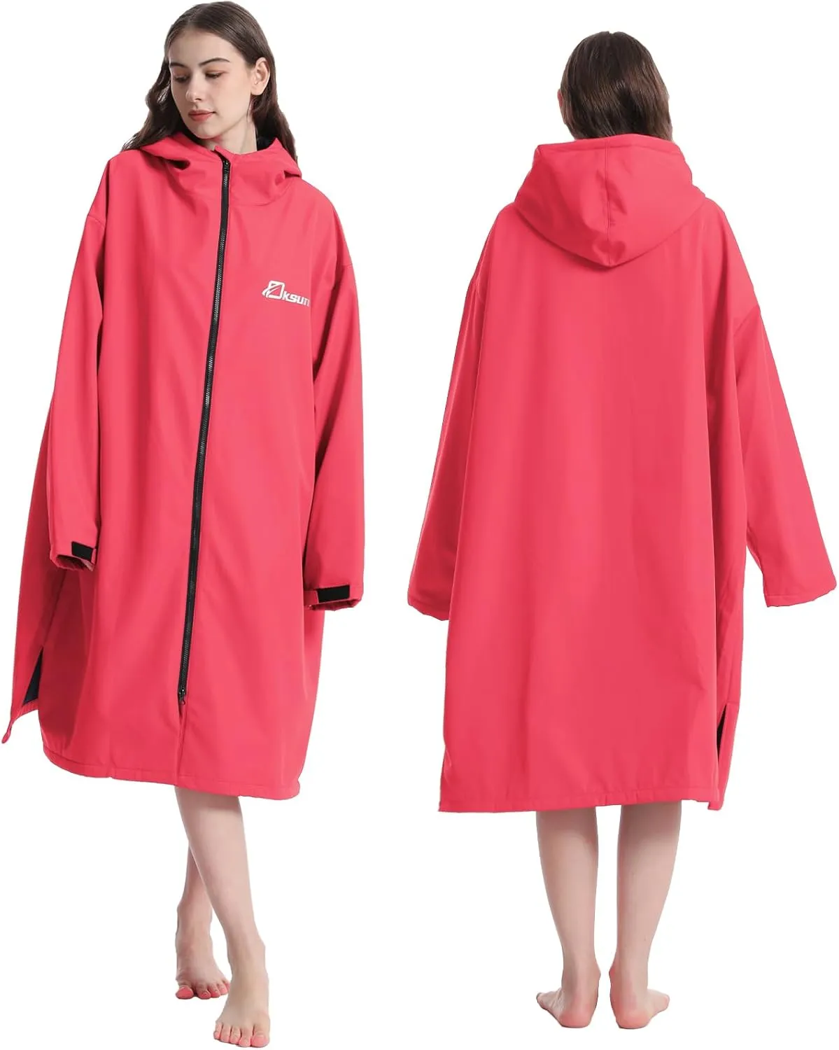 Oksun Oversized Waterproof Swim Parka: Windproof Warm Swimming Coat - Water Resistant Jacket - Thin Fleece Lined Surf Poncho