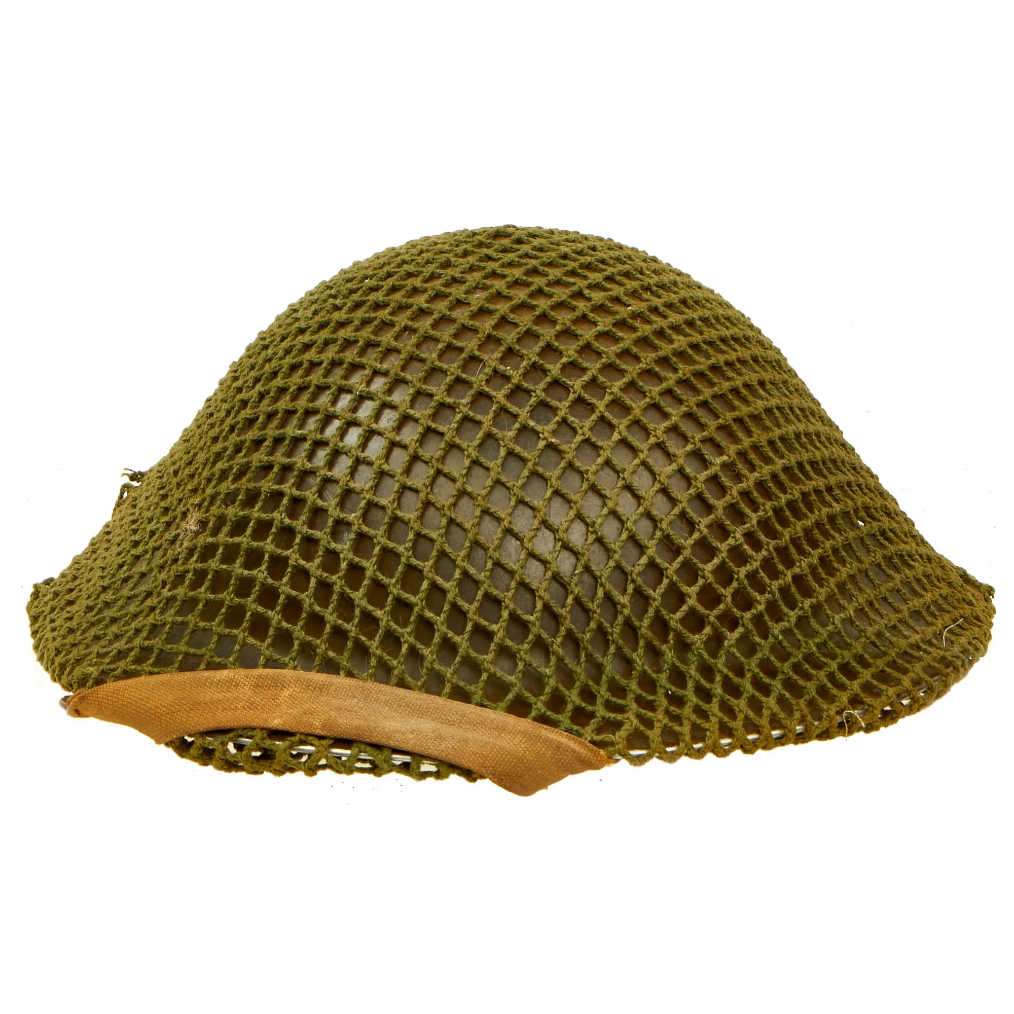 Original Canadian WWII Brodie MkII Steel Helmet by Canadian Motor Lamp Company Complete with Helmet Net and Scrim - Dated 1942