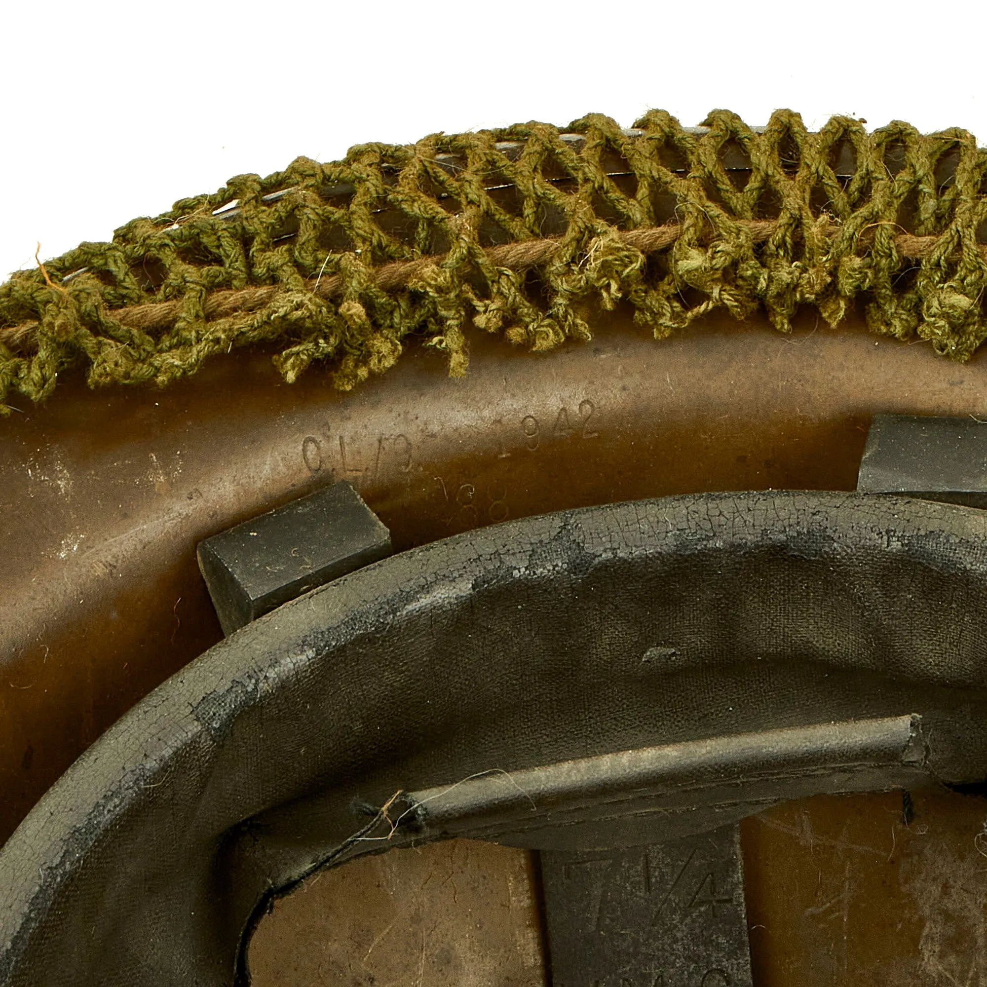 Original Canadian WWII Brodie MkII Steel Helmet by Canadian Motor Lamp Company Complete with Helmet Net and Scrim - Dated 1942
