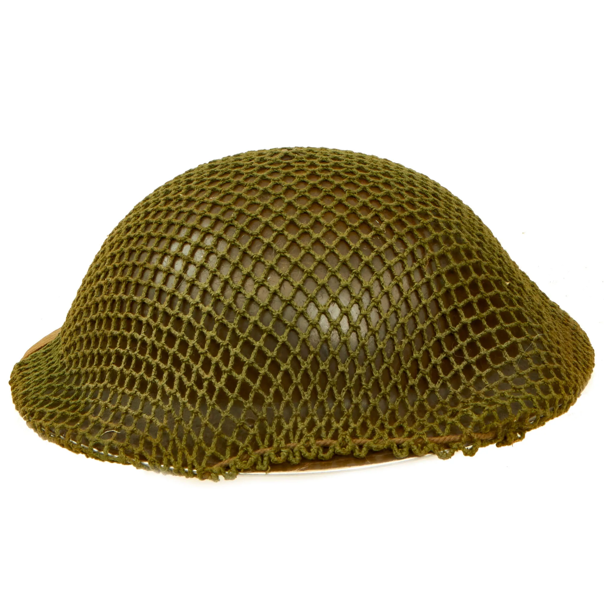 Original Canadian WWII Brodie MkII Steel Helmet by Canadian Motor Lamp Company Complete with Helmet Net and Scrim - Dated 1942