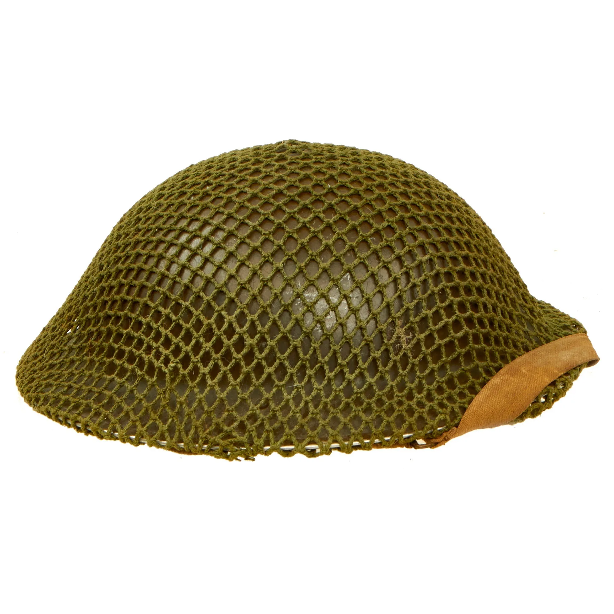 Original Canadian WWII Brodie MkII Steel Helmet by Canadian Motor Lamp Company Complete with Helmet Net and Scrim - Dated 1942