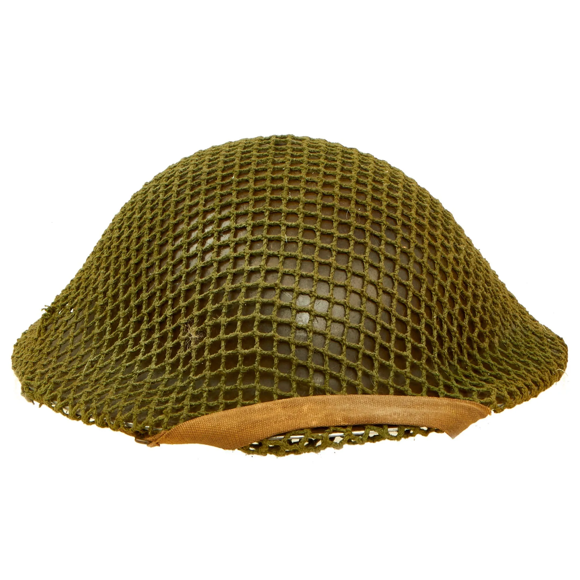 Original Canadian WWII Brodie MkII Steel Helmet by Canadian Motor Lamp Company Complete with Helmet Net and Scrim - Dated 1942