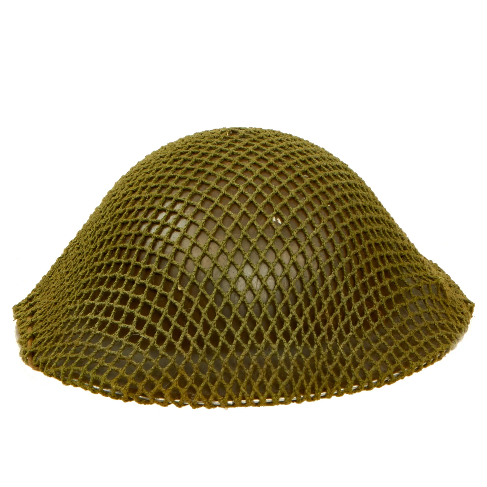 Original Canadian WWII Brodie MkII Steel Helmet by Canadian Motor Lamp Company Complete with Helmet Net and Scrim - Dated 1942