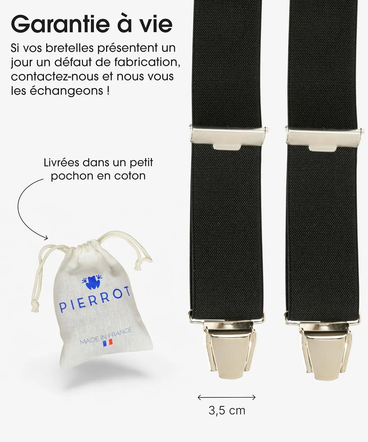 PIERROT Mens Suspenders - One Size Adjustable and Elastic Suspenders for Men Trousers Heavy Duty with 4 Very Strong Clips