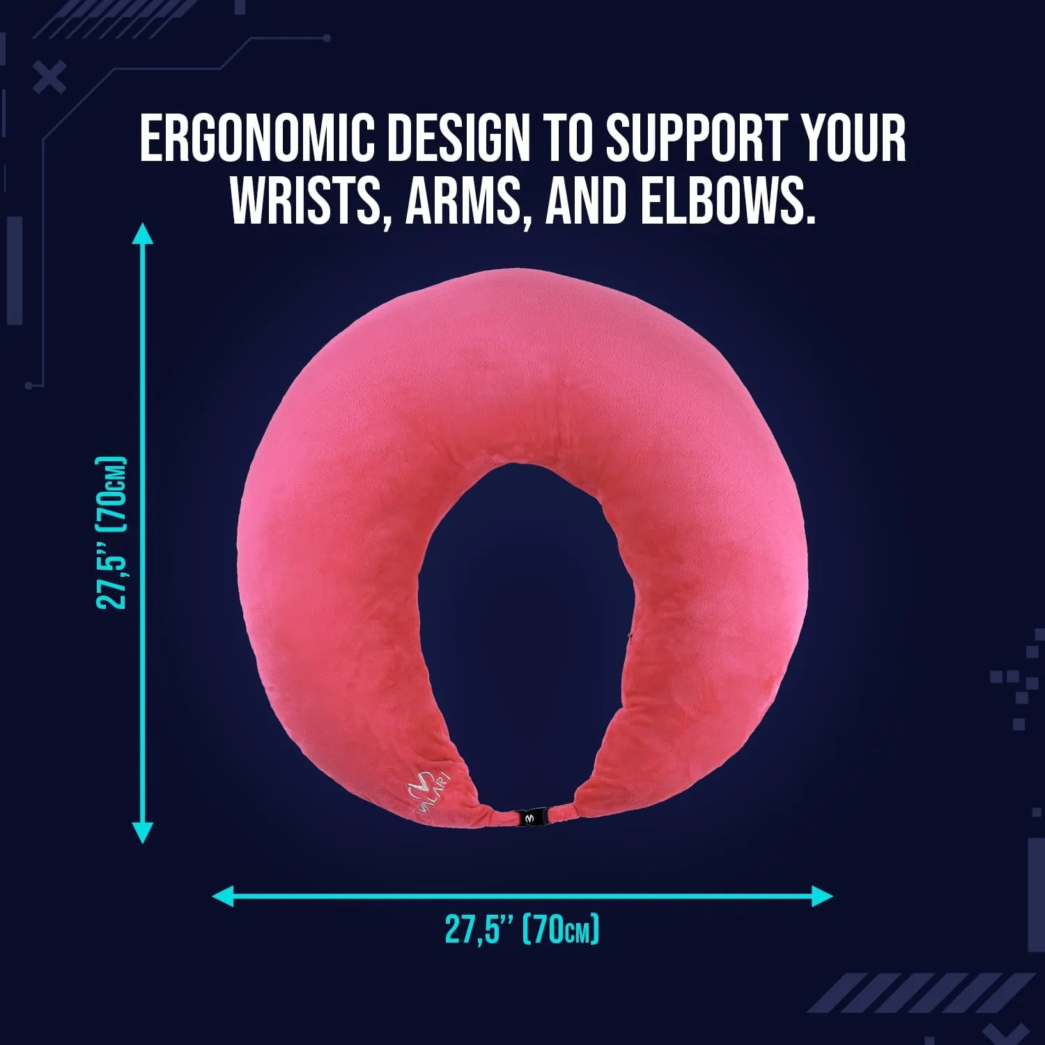 Rare Gaming Pillow | Ergonomic Gaming Lap Pillow Provides Wrist & Elbow Support, Reduces Shoulder & Neck Pressure | Plush Arm Rest Pillow with a Washable Cover & Easy-Storage Clip, (Pink)