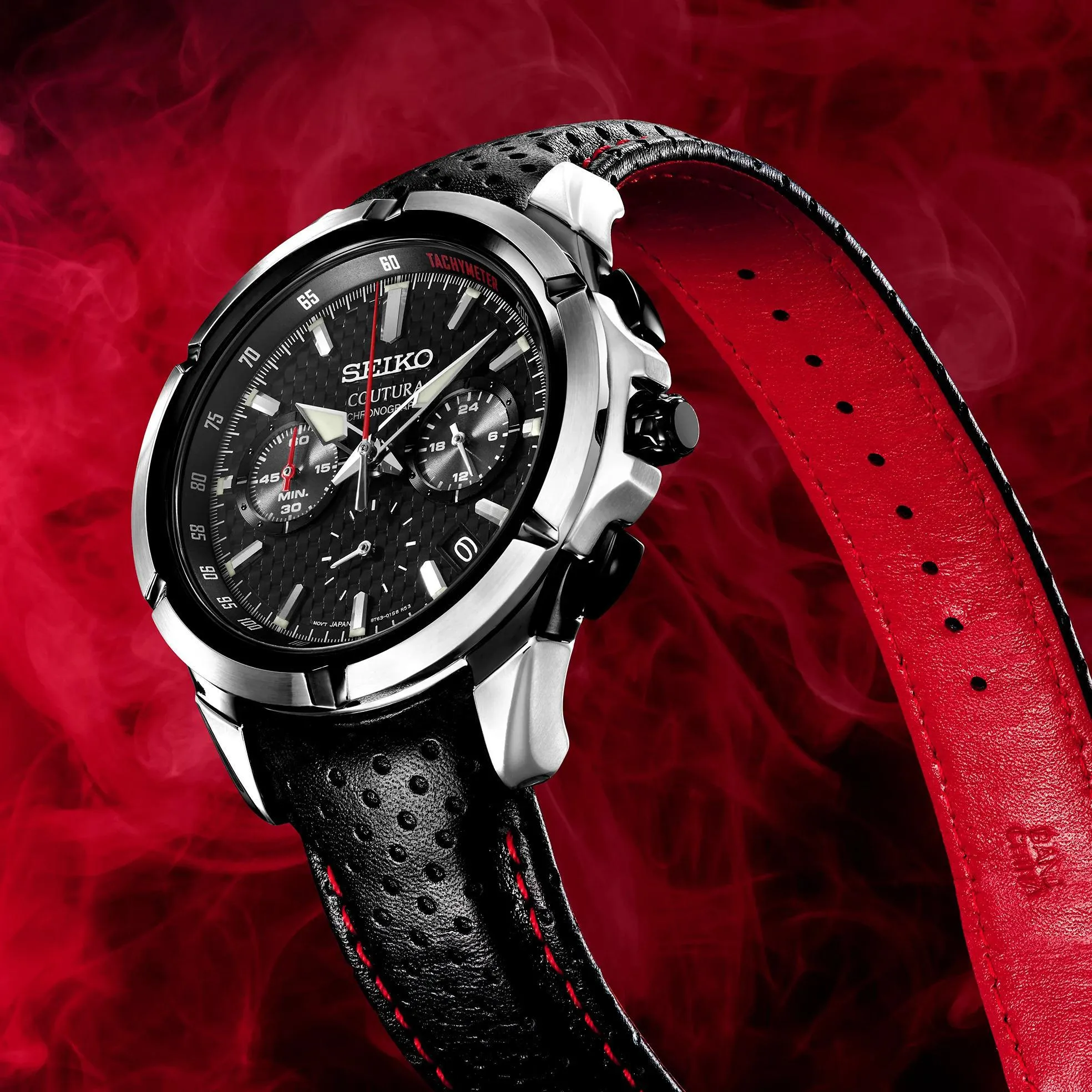 Seiko Coutura Leather Band Men's Watch SSB437 Motor Sport