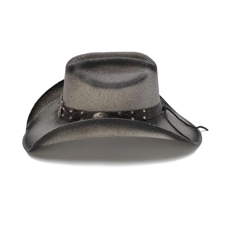 Stampede Men's Straw Cowboy Hat - The Lonestar Black Stain