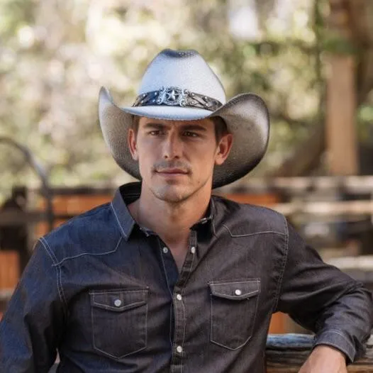Stampede Men's Straw Cowboy Hat - The Lonestar Black Stain