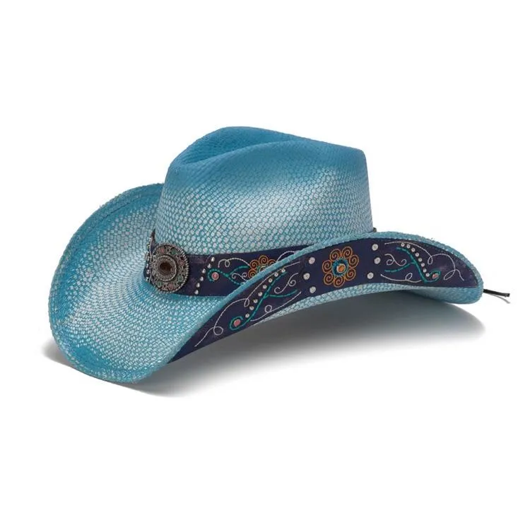 Stampede Women's Western Straw Hat- The Bluebonnet