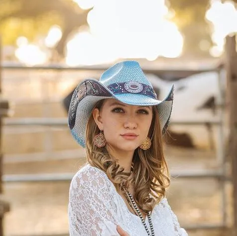 Stampede Women's Western Straw Hat- The Bluebonnet