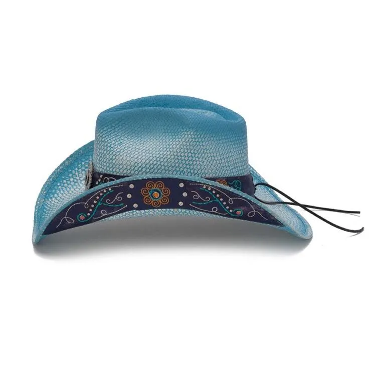 Stampede Women's Western Straw Hat- The Bluebonnet