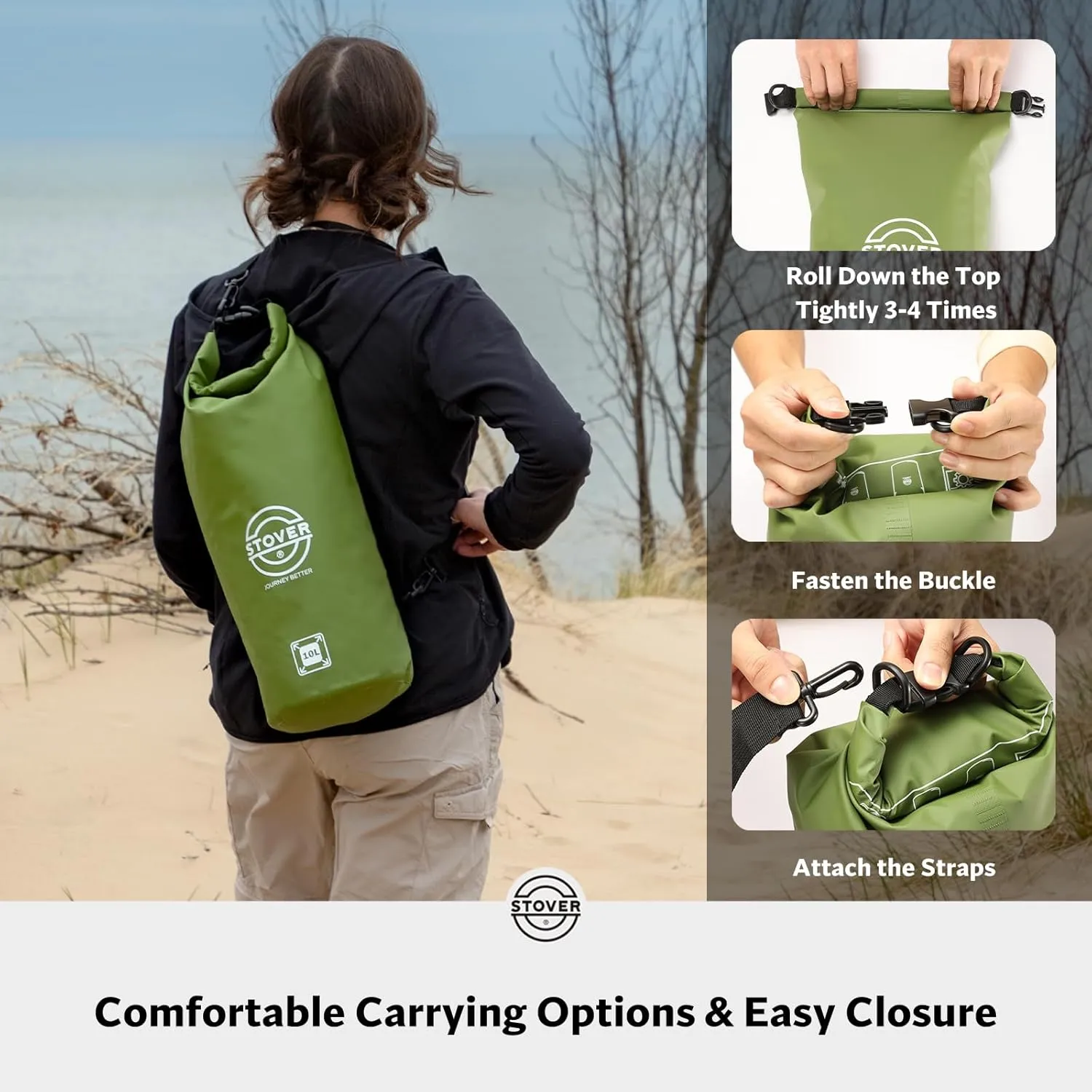 STOVER 5/10/25/30/40/55L Waterproof Backpack- Floating Dry Bag for Kayaking, Travel, Beach, Hiking, & Camping, Men/Women