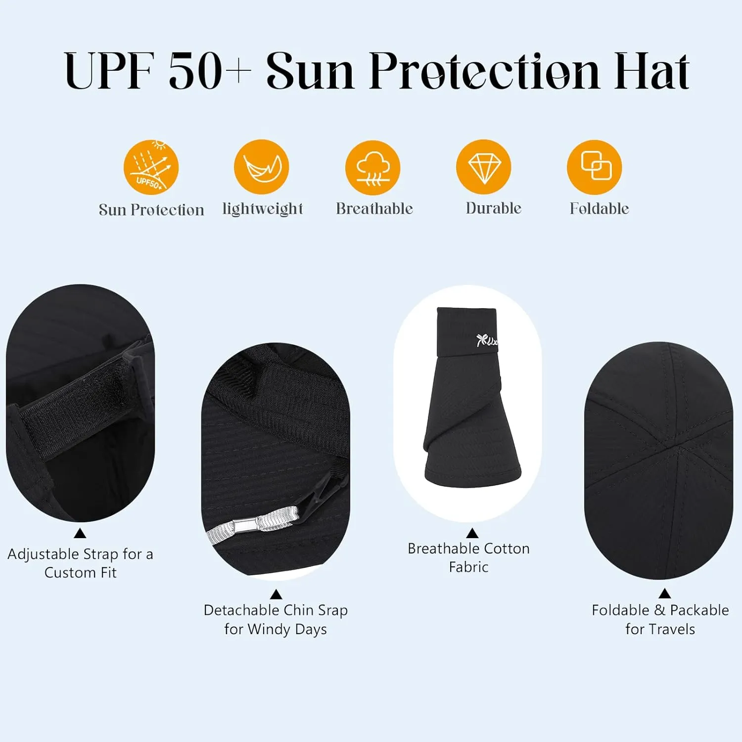Sun Hats for Women UV Protection Wide Brim 2 in 1 Zip-Off Visor Summer Beach Hat Womens Packable Golf Hat