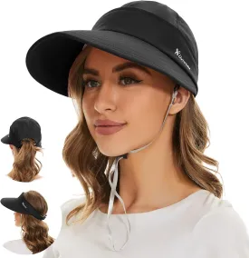Sun Hats for Women UV Protection Wide Brim 2 in 1 Zip-Off Visor Summer Beach Hat Womens Packable Golf Hat