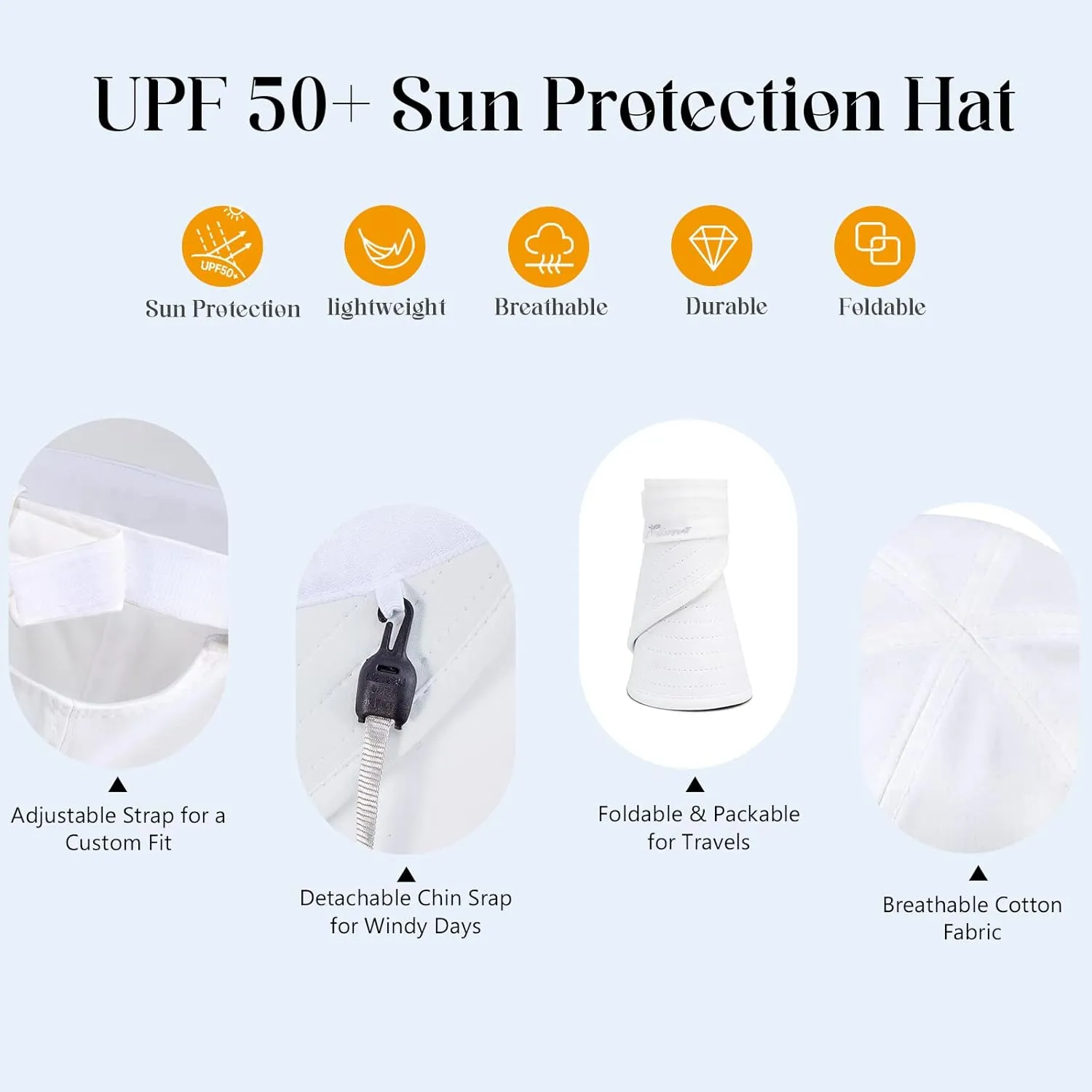 Sun Hats for Women UV Protection Wide Brim 2 in 1 Zip-Off Visor Summer Beach Hat Womens Packable Golf Hat
