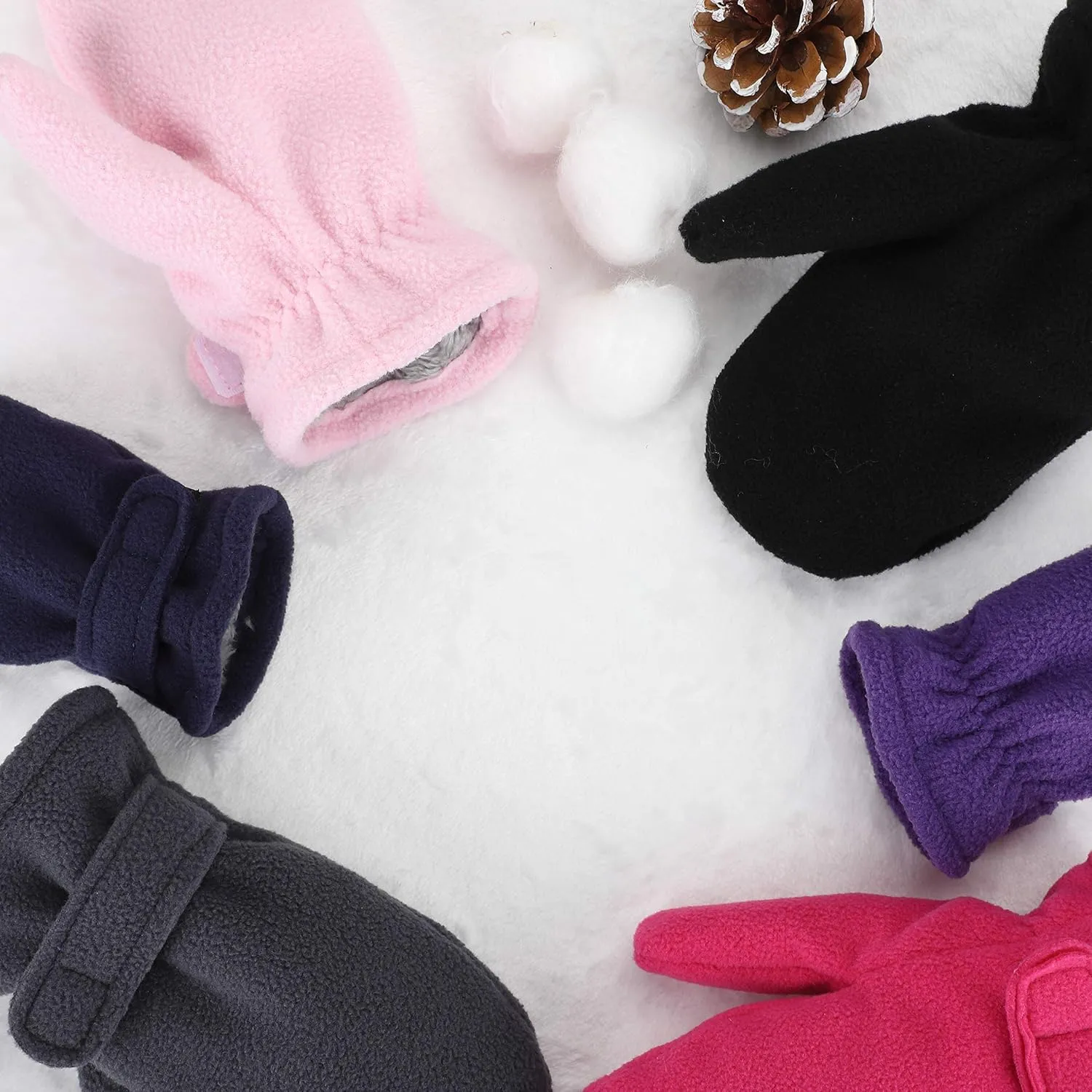 Toddler Baby Boy Girls Winter Warm Mittens - Kids Easy-On Sherpa Fleece Lined Snow Infant Gloves 2 Pairs