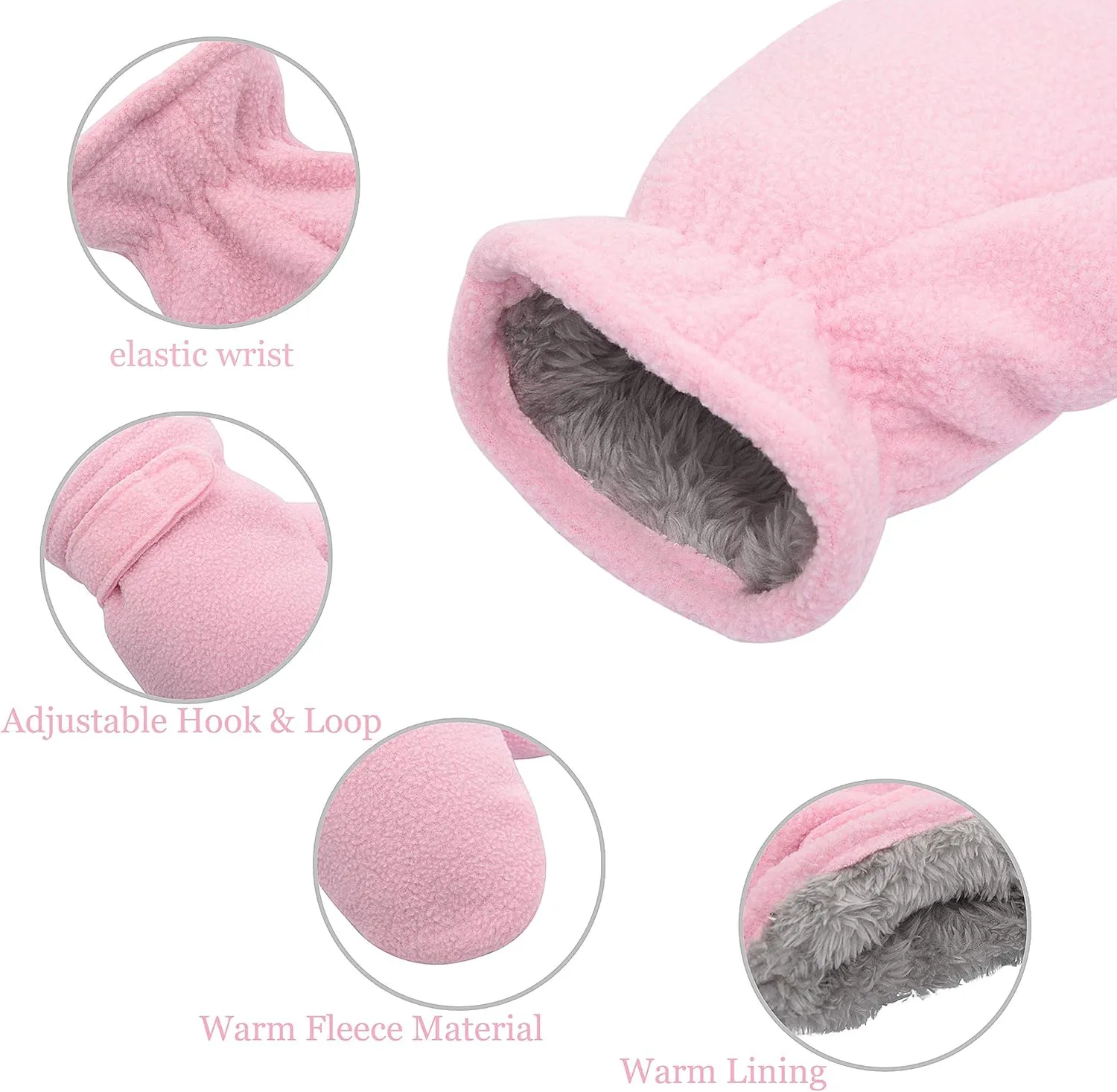 Toddler Baby Boy Girls Winter Warm Mittens - Kids Easy-On Sherpa Fleece Lined Snow Infant Gloves 2 Pairs