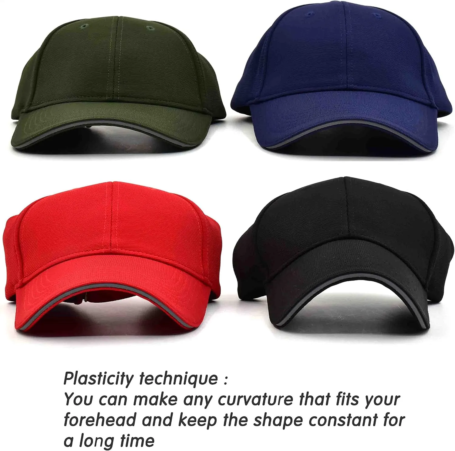 TSSGBL M,L,XL,XXL Men's Premium Plain Structured Crown Baseball Hats Adjustable Blank Ball Caps with Reflective Sandwich Brim