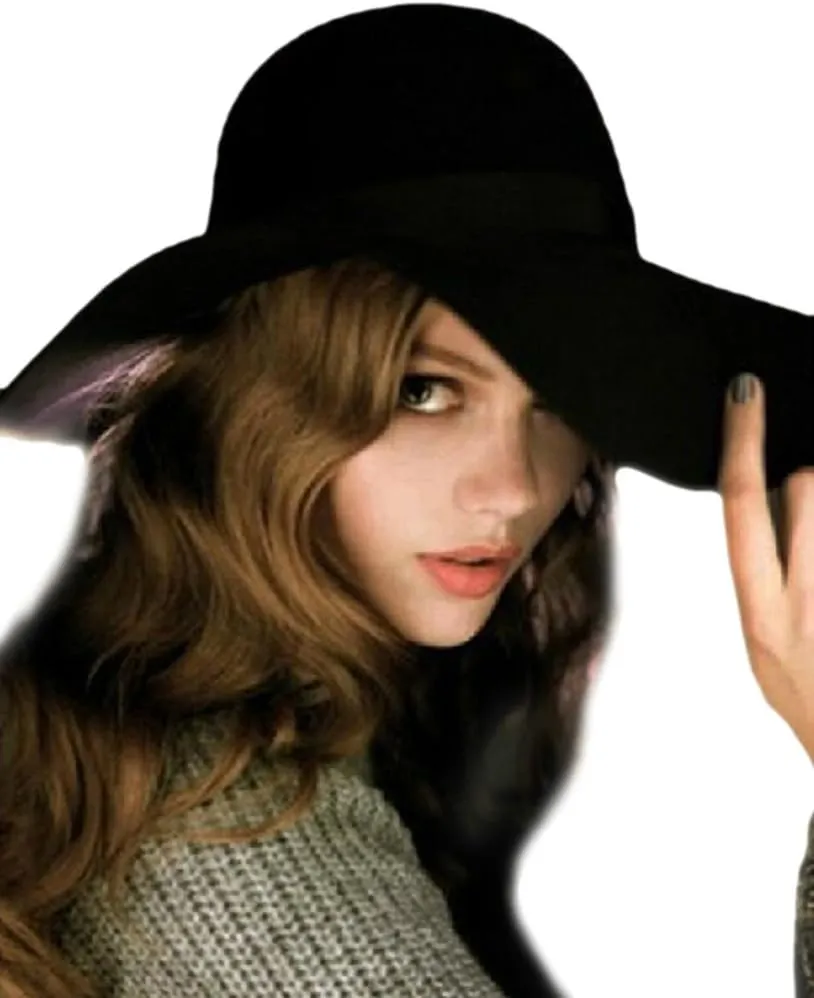 Urban CoCo Women's Foldable Wide Brim Felt Bowler Fedora Floopy Wool Hat