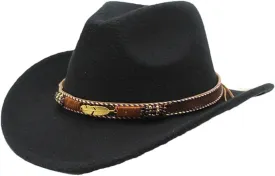 Vintage Wool Fedora Hat - Wide Brim Panama Style With Leather Band, Classic Retro Hat For Men Women