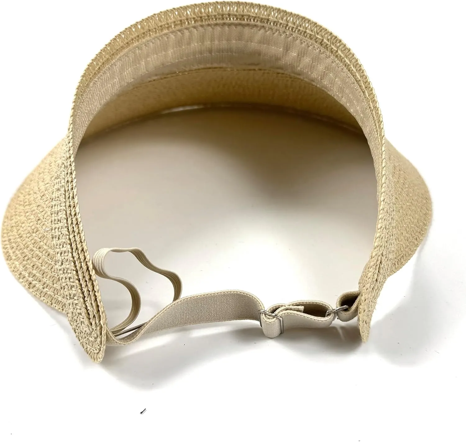 Women Foldable Sun Visor Hat Adjustable Straw Ponytail Summer Beach Cap UV Protection