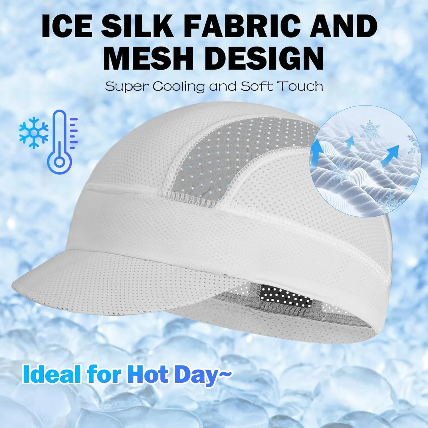 XXL Mesh Cycling Cap for Men Big Head Cooling Skull Cap Bike Hard Hat Liner with Sun Visor, Men Big Size Cycling Hat