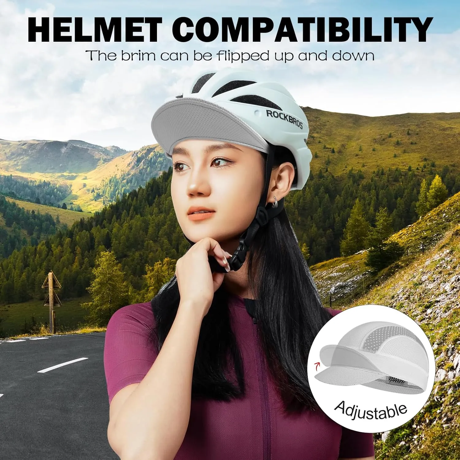 XXL Mesh Cycling Cap for Men Big Head Cooling Skull Cap Bike Hard Hat Liner with Sun Visor, Men Big Size Cycling Hat