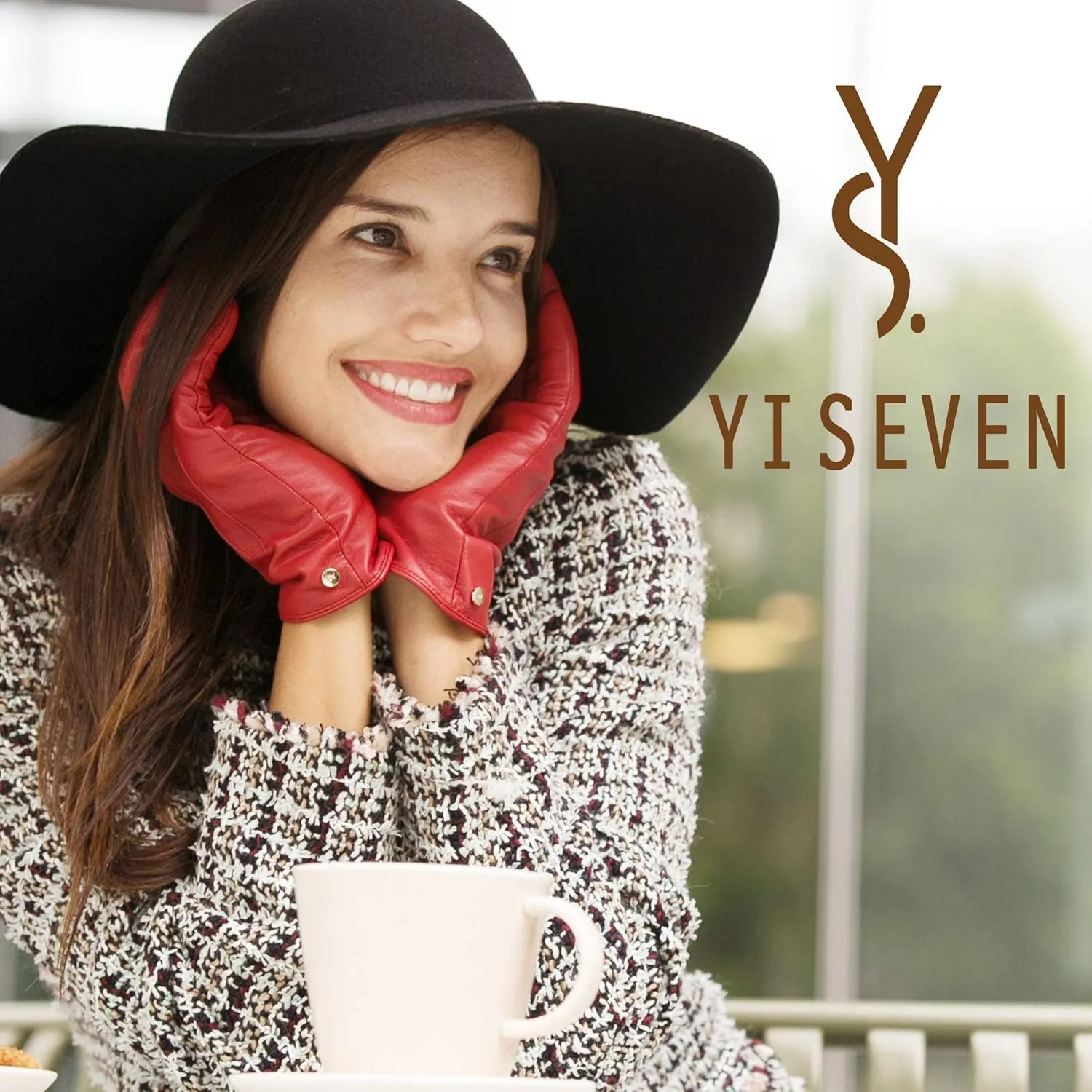 YISEVEN Women's Winter Genuine Leather Gloves Touchscreen Three Points