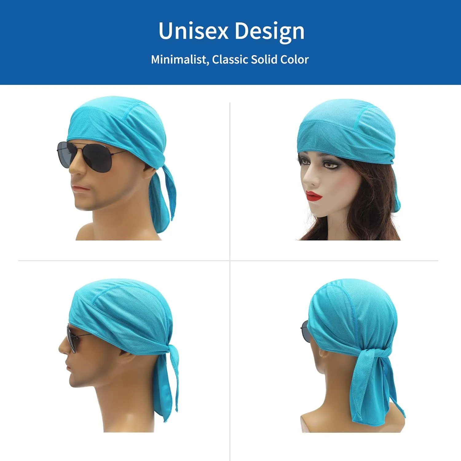 ZLYC Sweat Wicking Do Rags Skull Cap for Men Women Thin Dew Rag Bandana Cycling Helmet Liner Beanie