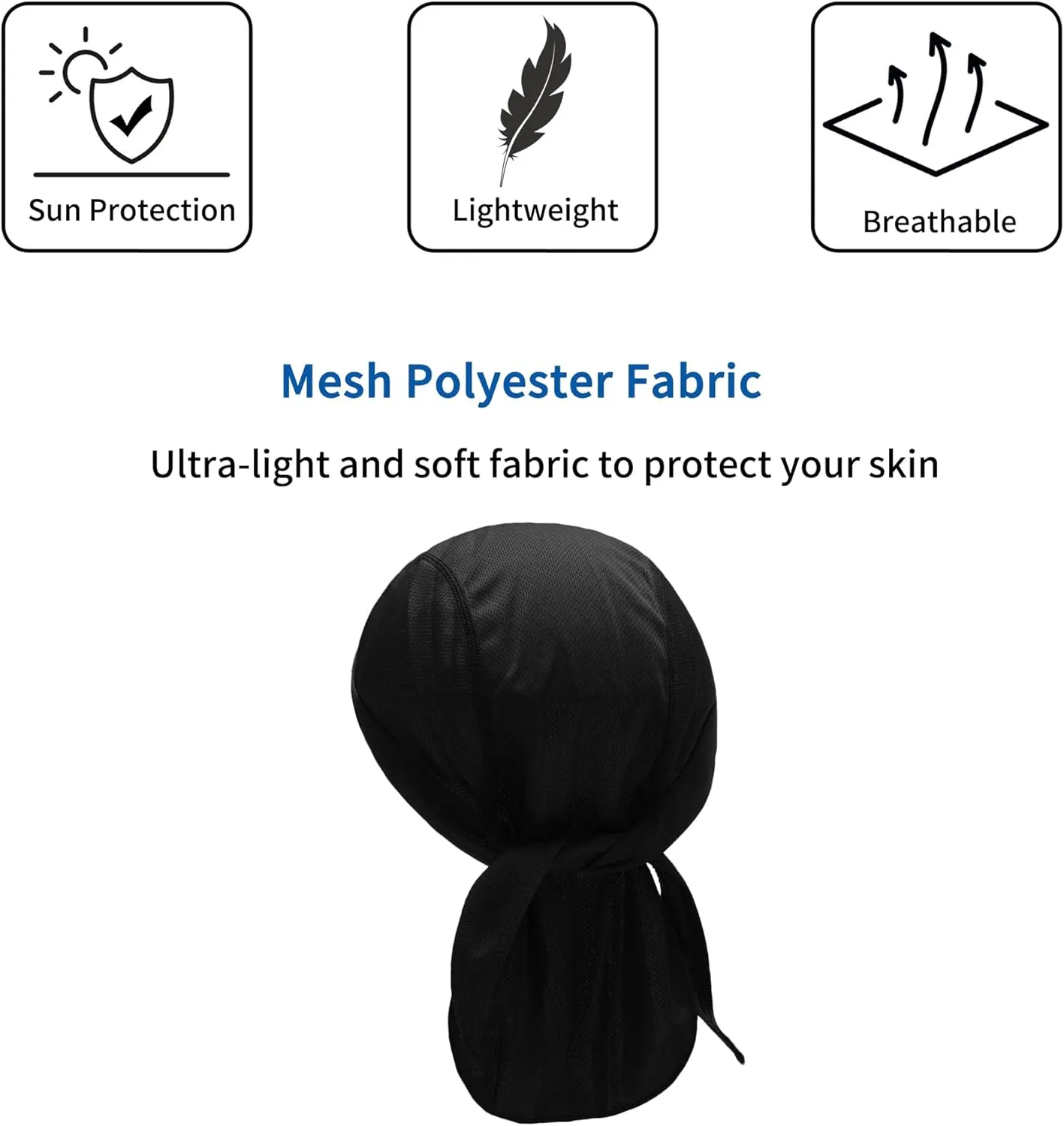 ZLYC Sweat Wicking Do Rags Skull Cap for Men Women Thin Dew Rag Bandana Cycling Helmet Liner Beanie
