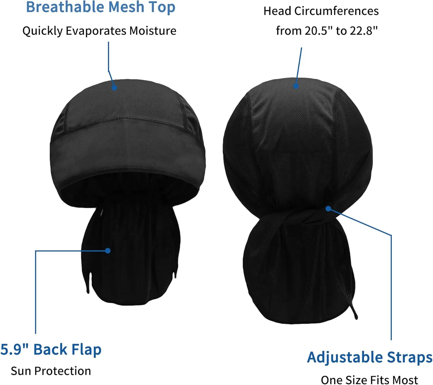 ZLYC Sweat Wicking Do Rags Skull Cap for Men Women Thin Dew Rag Bandana Cycling Helmet Liner Beanie